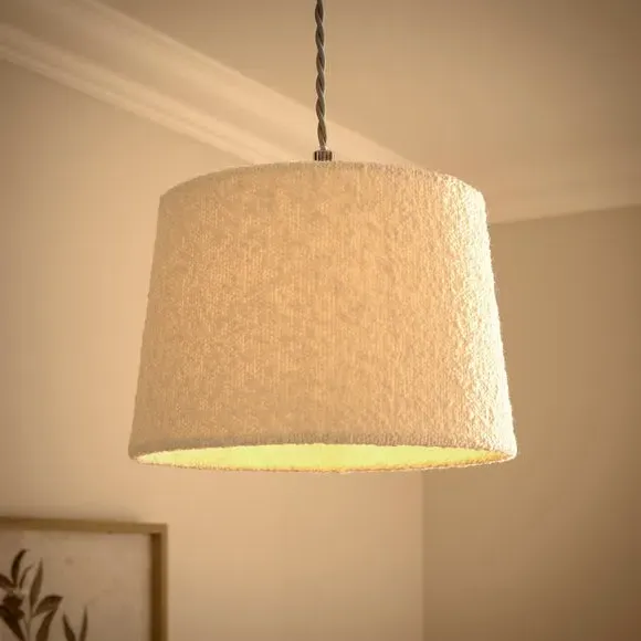 Tapered Lamp Shade - Off-White, Boucle Fabric