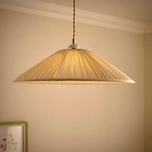 Tapered Lamp Shade Pleated - Ivory, Polyester
