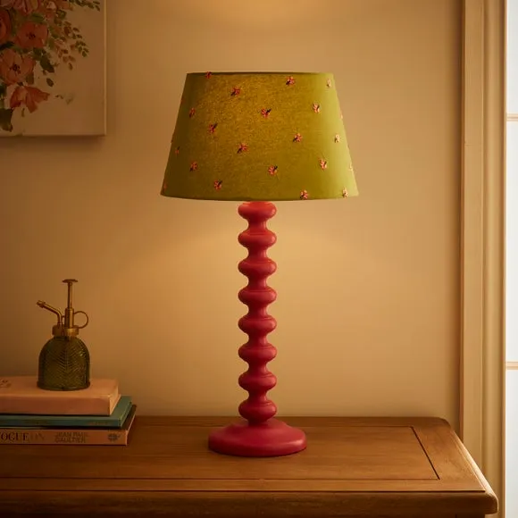 Tapered Lamp Shade with Embroidery - Green