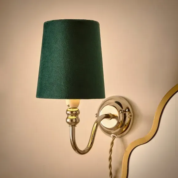 Tapered Lamp Shade with Gimbal - Bottle Green, Velvet