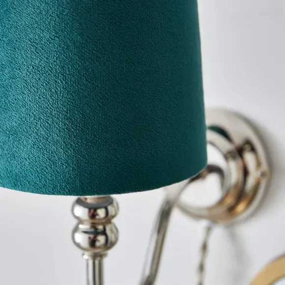 Tapered Lamp Shade with Gimbal - Bottle Green, Velvet