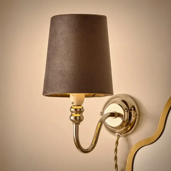 Tapered Lamp Shade with Gimbal - Grey, Velvet