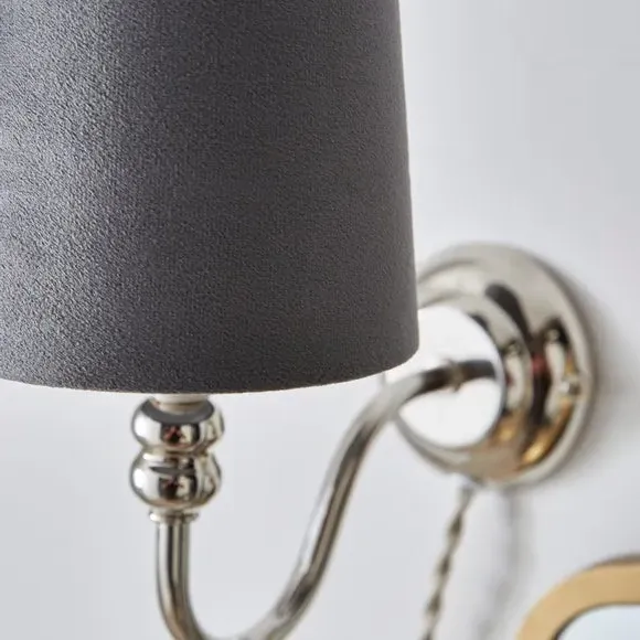 Tapered Lamp Shade with Gimbal - Grey, Velvet