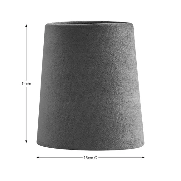 Tapered Lamp Shade with Gimbal - Grey, Velvet