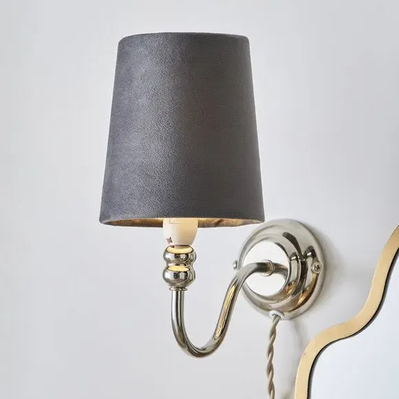 Tapered Lamp Shade with Gimbal - Grey, Velvet