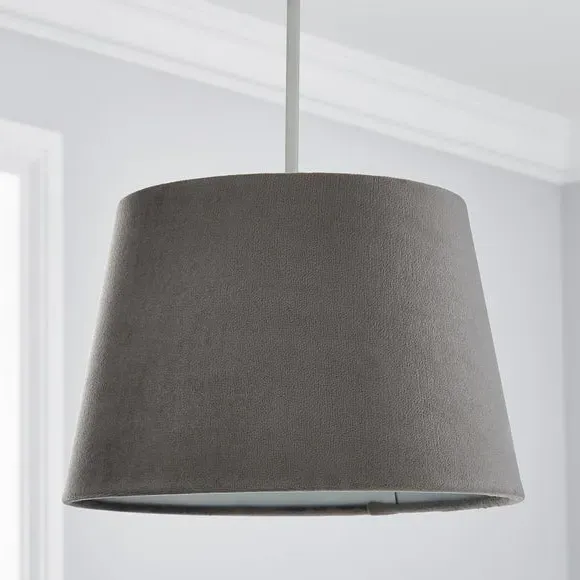 Tapered Lamp Shade with Gimbal - Grey, Velvet
