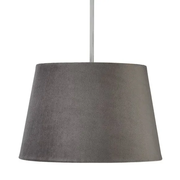 Tapered Lamp Shade with Gimbal - Grey, Velvet