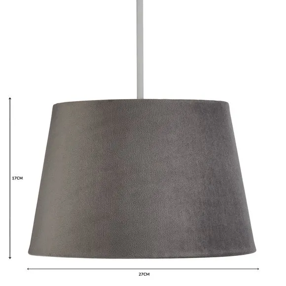 Tapered Lamp Shade with Gimbal - Grey, Velvet