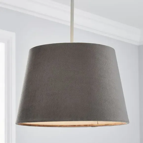 Tapered Lamp Shade with Gimbal - Grey, Velvet