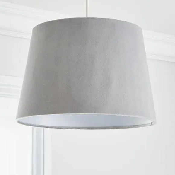 Tapered Lamp Shade with Gimbal - Light Grey, Velvet