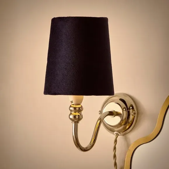Tapered Lamp Shade with Gimbal - Navy, Velvet