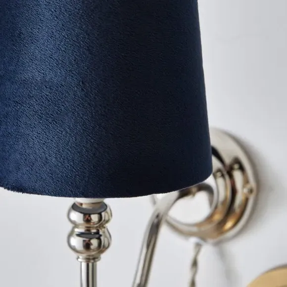 Tapered Lamp Shade with Gimbal - Navy, Velvet