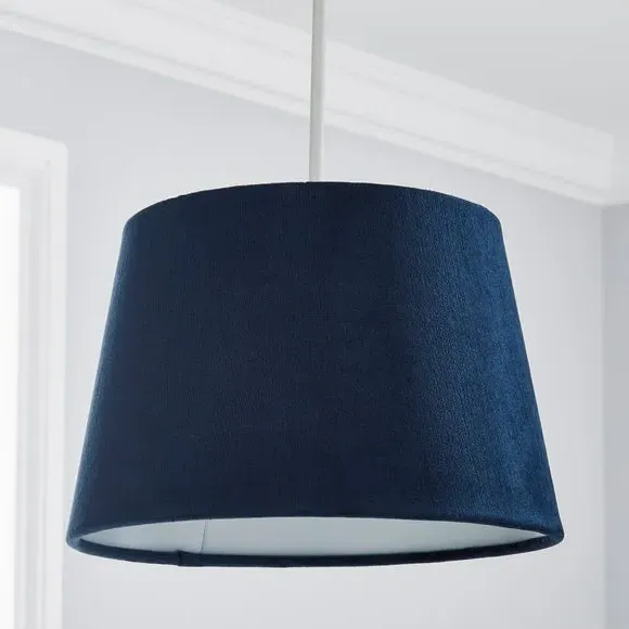 Tapered Lamp Shade with Gimbal - Navy, Velvet