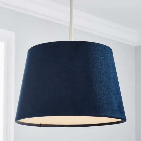 Tapered Lamp Shade with Gimbal - Navy, Velvet