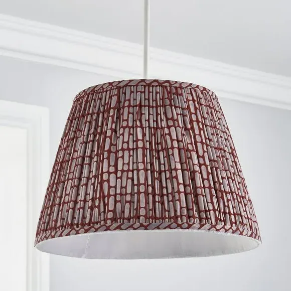 Tapered Lamp Shade with Pinch Pleats - Red