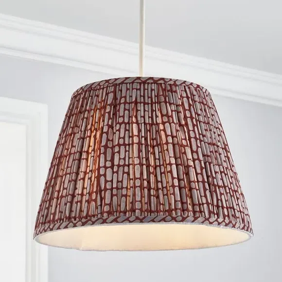 Tapered Lamp Shade with Pinch Pleats - Red