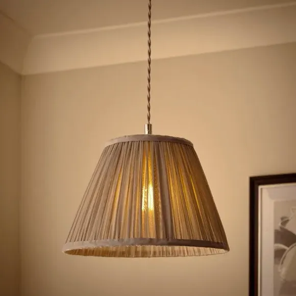Tapered Lamp Shade with Pleats - Grey, Chiffon