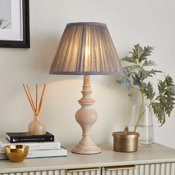 Tapered Lamp Shade with Pleats - Grey, Chiffon