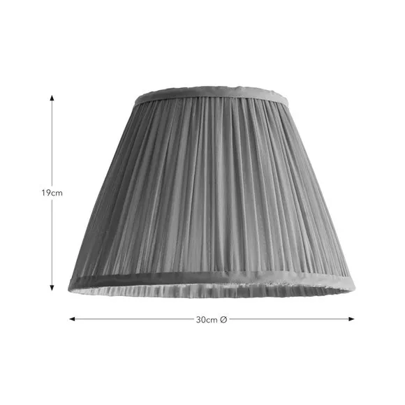 Tapered Lamp Shade with Pleats - Grey, Chiffon