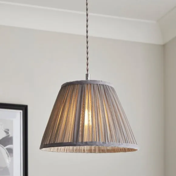 Tapered Lamp Shade with Pleats - Grey, Chiffon image