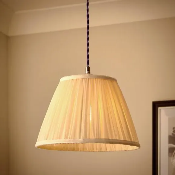 Tapered Lamp Shade with Pleats - Ivory, Chiffon