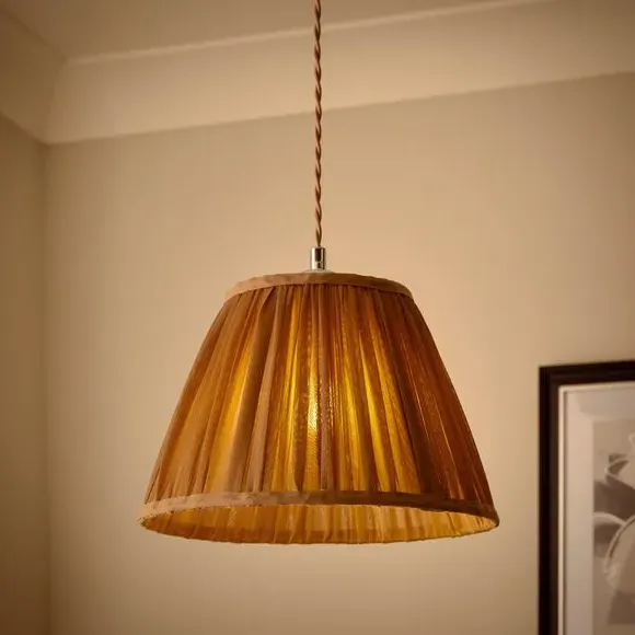 Tapered Lamp Shade with Pleats - Mocha, Chiffon