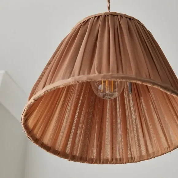 Tapered Lamp Shade with Pleats - Mocha, Chiffon