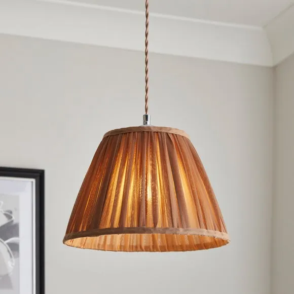 Tapered Lamp Shade with Pleats - Mocha, Chiffon