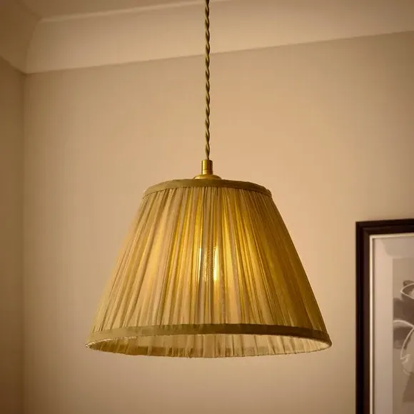 Tapered Lamp Shade with Pleats - Olive, Chiffon