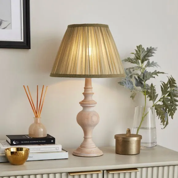 Tapered Lamp Shade with Pleats - Olive, Chiffon