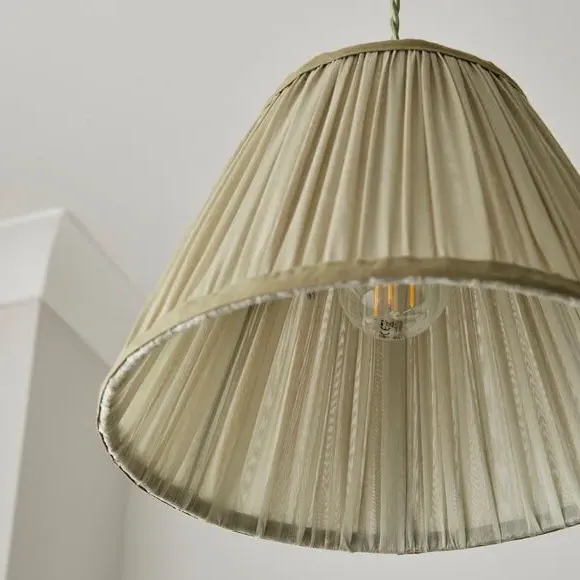Tapered Lamp Shade with Pleats - Olive, Chiffon