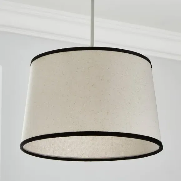 Tapered Lamp Shade with Velvet Trim - Black, Linen