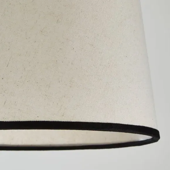 Tapered Lamp Shade with Velvet Trim - Black, Linen