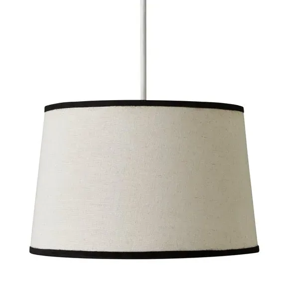 Tapered Lamp Shade with Velvet Trim - Black, Linen