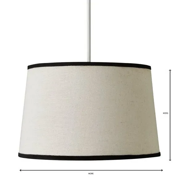 Tapered Lamp Shade with Velvet Trim - Black, Linen