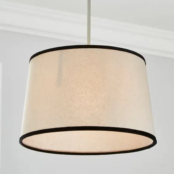 Tapered Lamp Shade with Velvet Trim - Black, Linen image
