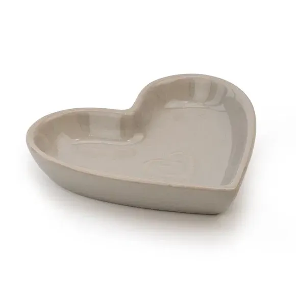 Teabag Tidy with Heart Design - Grey, Ceramic