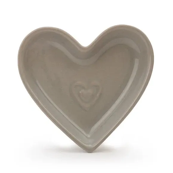Teabag Tidy with Heart Design - Grey, Ceramic