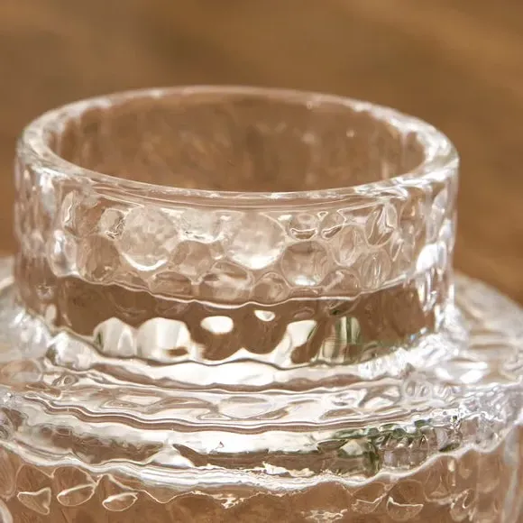 Tealight Holder Mottled Design - Clear, Glass