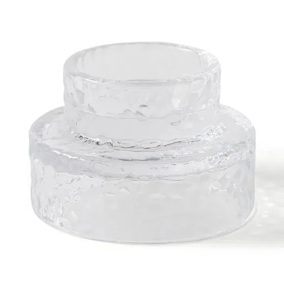 Tealight Holder Mottled Design - Clear, Glass