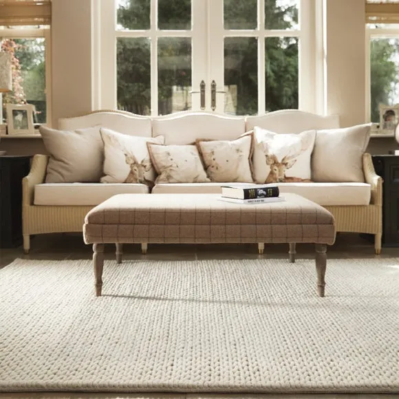 Textured Area Rug with Knit Design - Ivory, Wool