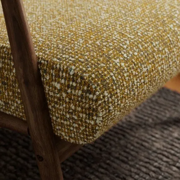 Textured Armchair with Curved Arms - Ochre, Sherpa
