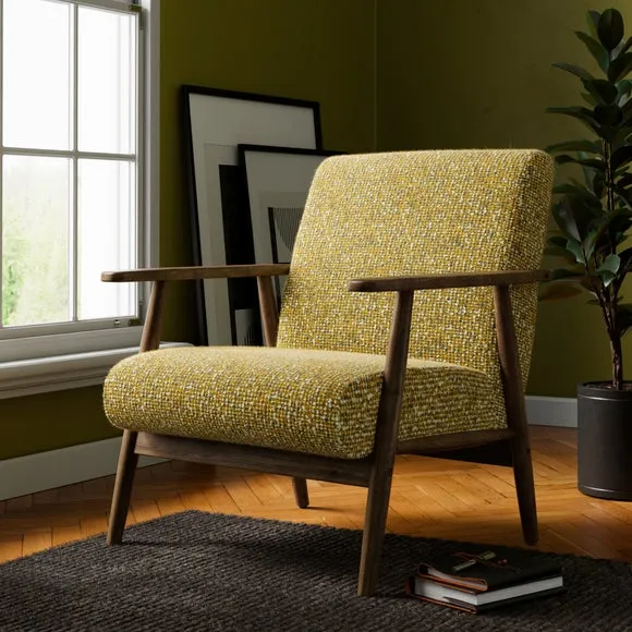 Textured Armchair with Curved Arms - Ochre, Sherpa image
