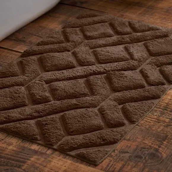 Textured Bath Mat - Brown, Cotton