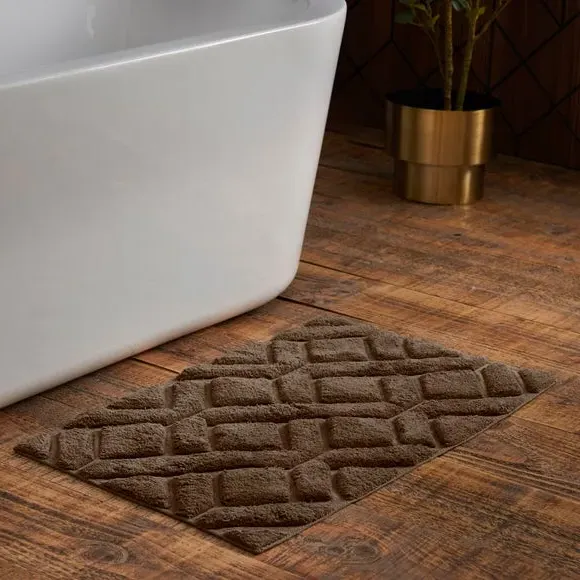 Textured Bath Mat - Brown, Cotton