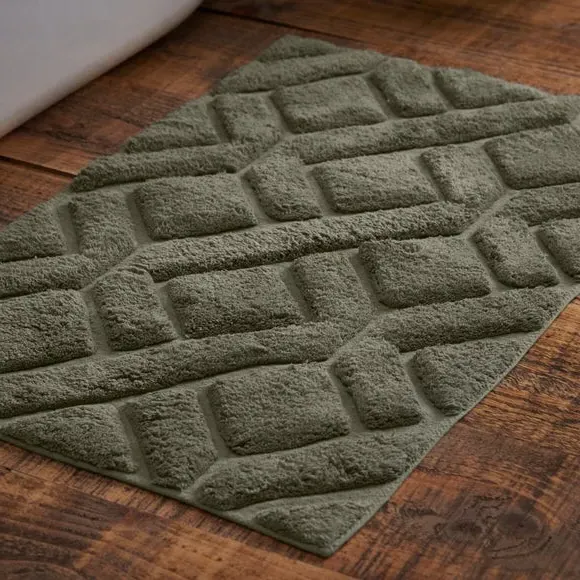 Textured Bath Mat - Green, Cotton