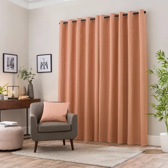 Textured Blackout Eyelet Curtains - Clay