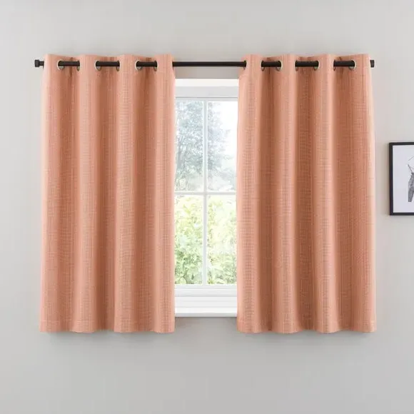 Textured Blackout Eyelet Curtains - Clay