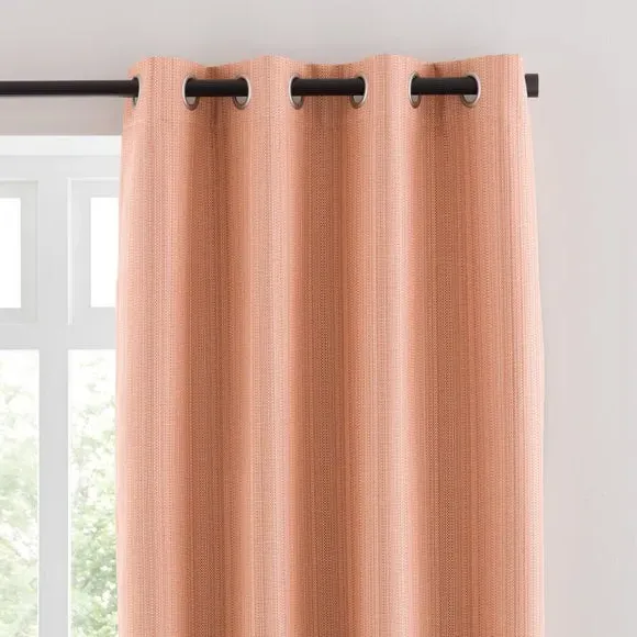 Textured Blackout Eyelet Curtains - Clay