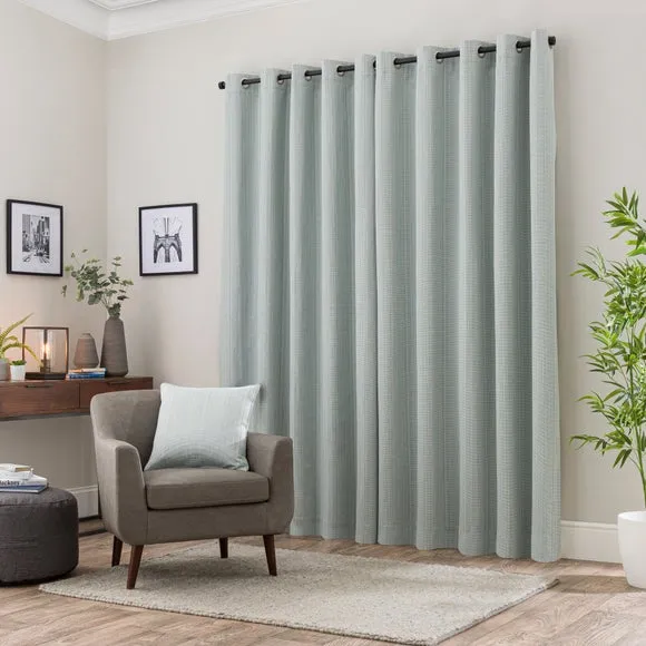 Textured Blackout Eyelet Curtains - Duck Egg